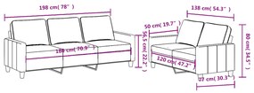 2 pcs conjunto de sofás com almofadões tecido cinzento-claro