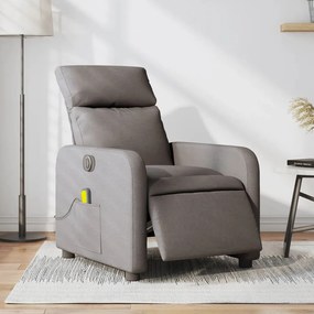 vidaXL Poltrona reclinável massagens elétrica tecido cinza-acastanhado