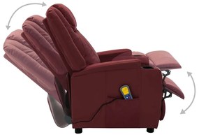Poltrona Kaila de Massagens Reclinável em Couro Artificial - Vermelho
