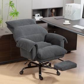 Cadeira de Escritorio com Apoio para os Pés Encosto Reclinável e Acolchoada Espesso 80x80x106-114 cm Cinzento