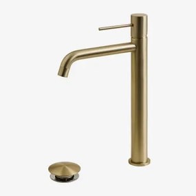Conjunto De Torneira De Pia De Latão Click-clack E Válvula De Drenagem Orveta Dourado & ↑30 Cm & Válvula Com Transbordo - Sklum