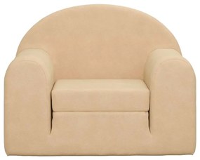 Sofá-cama infantil peluche macio creme