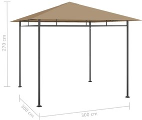 Gazebo 3x3x2,7 m 180 g/m² cinzento-acastanhado