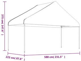 Gazebo com telhado 13,38x5,88x3,75 m polietileno branco