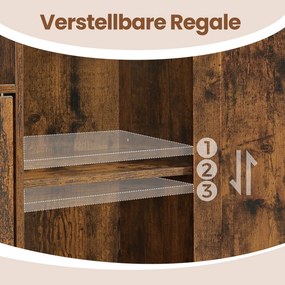 Aparador com 3 portas 110 x 33 x 75 cm, armário de cozinha, armário de arrumação Castanho-preto