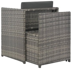 Conjunto jantar p/ exterior com almofadões 7 pcs vime cinzento