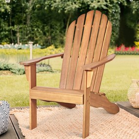 Cadeira de jardim de madeira de acácia Adirondack ergonómica para varanda e piscina 69 x 88 x 103 cm Natural