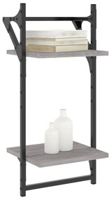 Estante 2 prateleiras c/ barras 2pcs 30x25x65cm cinzento sonoma