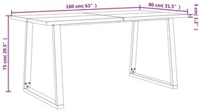 Mesa de jantar c/ bordas vivas 160x80x75 cm acácia maciça