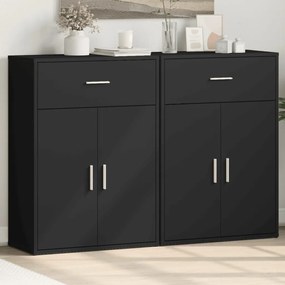 Aparadores 2 pcs 60x30x84 cm derivados de madeira preto