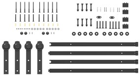 Kit de ferragens para porta deslizante 183 cm aço preto