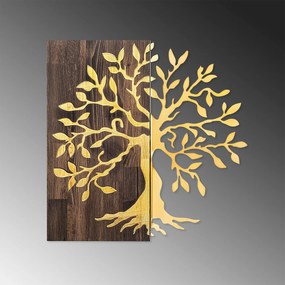 Acessório Decorativo de Parede Tree – Nogueira e Dourado – 58 x 58 cm