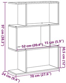 Estante divisória 3 níveis 70x24x97 cm derivados madeira branco