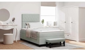 vidaXL Cama Box Spring com Colchão e Banco Cinza Claro 120x200 cm Veludo