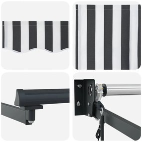 Toldo retrátil 4x3 m tecido e alumínio antracite e branco