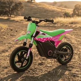 Mini moto elétrica para crianças Minicross electrica RFN Warrior SX-E250 Supermotard 250W 12/12" Até 25Km/hora cm limitador Verde/Rosa