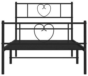 Estrutura de cama com cabeceira e pés 100x200 cm metal preto