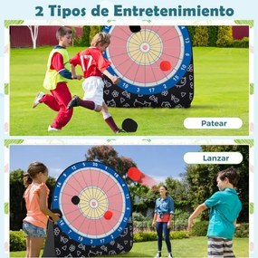 Jogos e actividades de dardos gigantes para exterior, dobráveis e portáteis, com 4 bolas de pontapé 145 x 132 x 165 cm - Preto