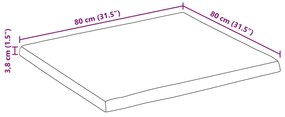 Tampo de mesa c/ borda viva 80x80x3,8cm mangueira áspera maciça