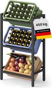 Estante para caixas de bebidas 36 x 55 x 116,1 cm com 3 níveis para 3 caixas Preto