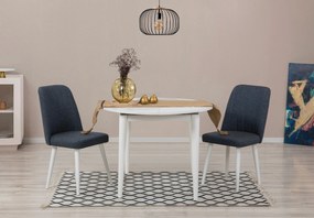 Conjunto de Mesa de Jantar Extensível Vina – Branco e Azul Marinho – M