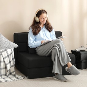 Poltrona chão convertível de 1 lugar, poltrona-cama dobrável, almofada incluída, para convidados, sala de estar, espaços pequenos, capacidade de 120 k