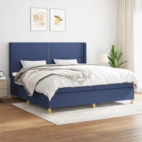 3131943 vidaXL Cama com molas/colchão 200x200 cm tecido azul