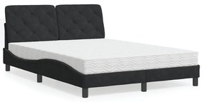 Cama com colchão 140x190 cm veludo preto