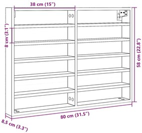 Armário vitrine 80x8,5x58 cm derivados madeira carvalho sonoma