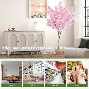 Arvore Cerejeira artificial 190 cm de altura Planta de flores sintéticas com 1170 flore Vaso de plantas Decoração de escritório em casa cor-de-rosa