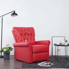 vidaXL Cadeira massagens reclinável couro artificial vermelho