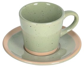 Kave Home - Chávena de café com pires Tilia de cerâmica verde-claro