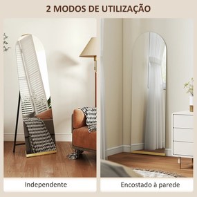 Espelho de Pé 160x50 cm Espelho de Corpo Inteiro sem Moldura Base de Madeira  Prata e Preto