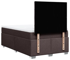 Cama boxspring com colchão 120x190 cm tecido castanho-escuro