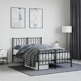 Estrutura de cama com cabeceira e pés 120x200 cm metal preto