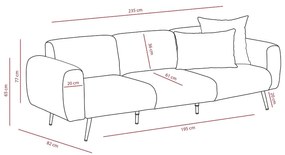 Sofá de 3 Lugares Side – Antracite – 235x77x82 cm
