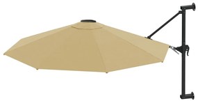 Guarda-sol de parede mastro metálico 300 cm cinza-acastanhado