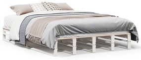 Cama sem colchão 140x190 cm madeira de pinho maciça branco