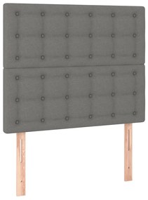 Cabeceira de cama c/ LED tecido 100x5x118/128 cm cinza-escuro