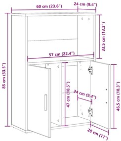 Estante 60x24x85 cm derivados de madeira cinzento cimento
