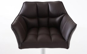 Banco de bar Damaso em couro sintético e com estrutura branca 64 x 88-113 x 45 cm Castanho