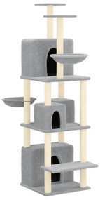 Árvore p/ gatos c/ postes arranhadores sisal 180 cm cinza-claro