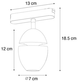 Foco Moderno Preto para Sistema de Trilho Monofásico c/ LED - Magnetic Eggy Moderno