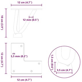 Pernas de grampo para mesa de centro 4 peças Aço natural 10 cm Aço mac