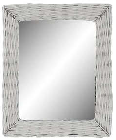 Espelho de Parede Dkd Home Decor Cristal Mdf Branco Vime Cottage (53 X 63 X 4 cm) (53,5 X 4 X 62,5 cm)