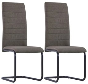 vidaXL Cadeiras de jantar cantilever 2 pcs tecido cinzento-acastanhado
