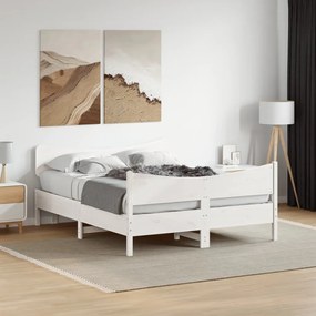 Cama sem colchão 140x190 cm madeira de pinho maciça branco