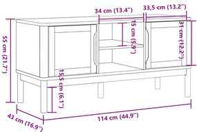 Móvel de TV FLORO 114x43x55 cm madeira de pinho maciça branco
