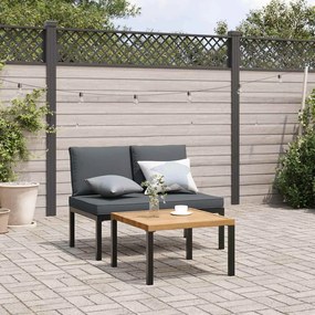 vidaXL 2 pcs conjunto de sofás p/ jardim c/ almofadões alumínio preto
