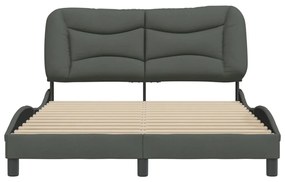 Estrutura de cama sem colchão 140x190 cm tecido cinzento-escuro
